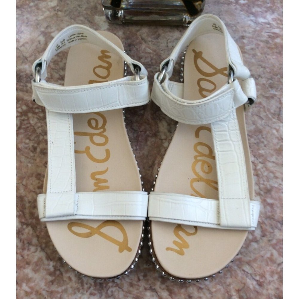 Sam Edelman Annalise Women's White Croc‎ Leather Flats Shoes Size 8.5M EUC! $140